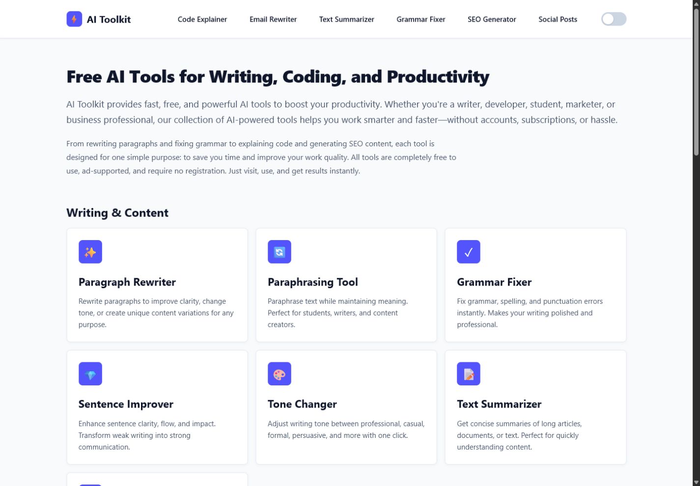 AI Toolz dashboard